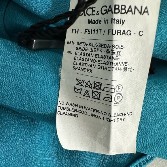 Dolce & Gabbana Women Top 46 IT 10 US Blue Silk Satin Secretary Self Tie Classic - Picture 16 of 16